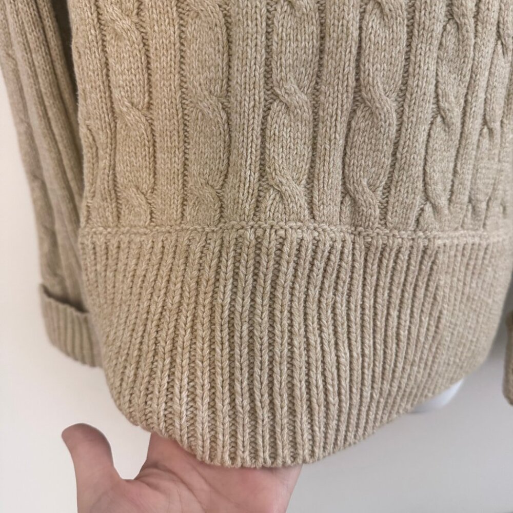 Liz Claiborne LizSport Tan Cable Knit Cowl Sweater | L - Picture 6 of 9